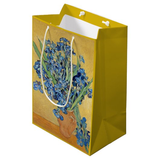 Van Gogh Irises Vase Blume Still Life Berühmte Kun Mittlere Geschenktüte (Vorderseite Schrägansicht)
