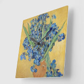 Van Gogh Irises Vase Gold Wall Blue Blumen Kunst Quadratische Wanduhr (Winkel)