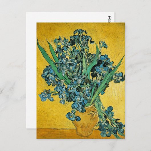 Van Gogh Irises Vase Yellow Floral Painting Postkarte (Vorne/Hinten)