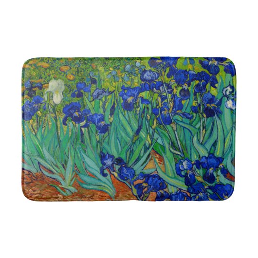Van Gogh Irises Vintages Blumenblau Badematte (Vorderseite)
