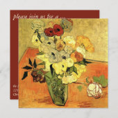 Van Gogh Japanese Vase mit Rose Weihnachtsfest Par Einladung (Vorne/Hinten)