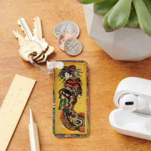 Van Gogh Japanische Kurtisane Oiran Vintage-Portra Schlüsselanhänger