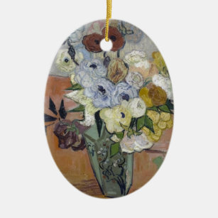 Van Gogh Japanische Vase mit Rose und Anemonen Keramik Ornament