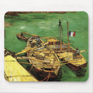 Van Gogh Kai mit Männern, die Sandkähne entladen Mousepad