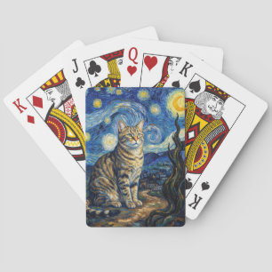 Van Gogh Katze Sternennacht Impressionistische Kun Spielkarten
