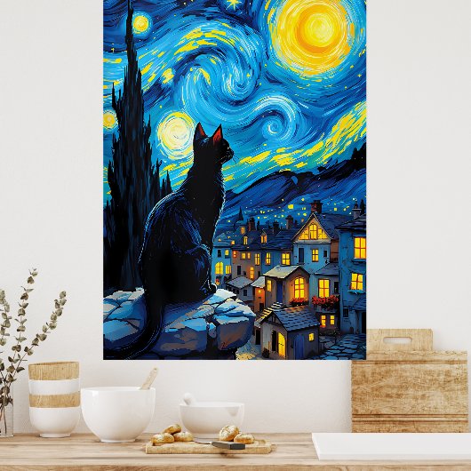 Van-Gogh-Katzen-Kunst Poster (Küche)