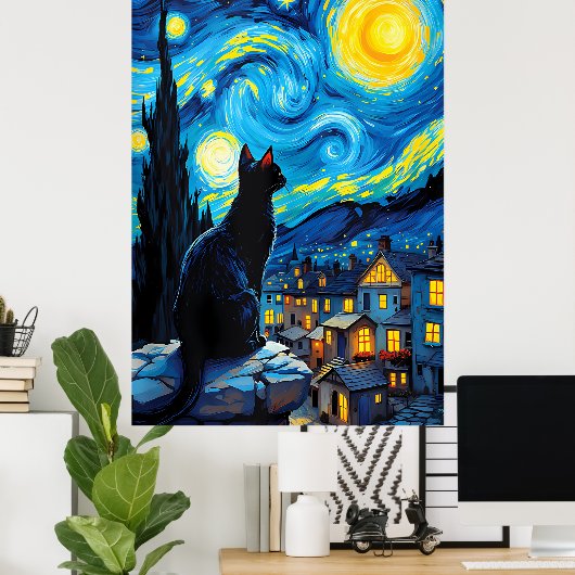 Van-Gogh-Katzen-Kunst Poster (Heimbüro)
