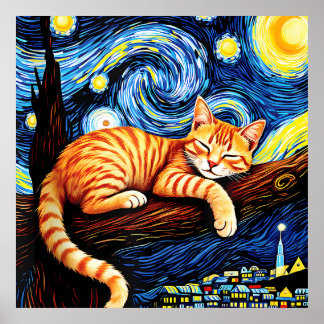 Van-Gogh-Katzen-Kunst Poster