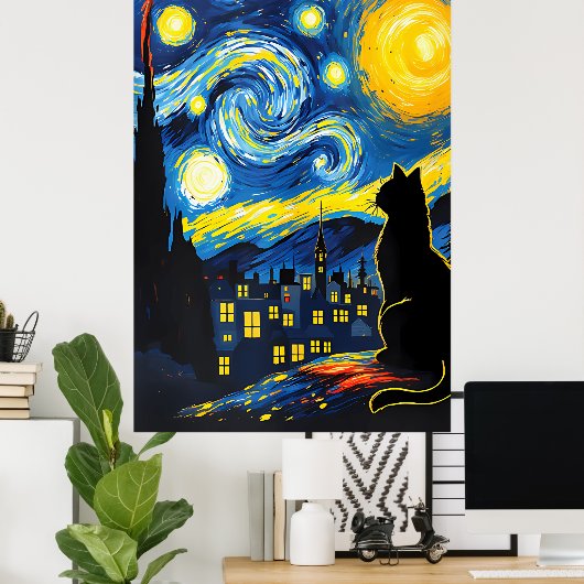 Van-Gogh-Katzen-Kunst Poster (Heimbüro)