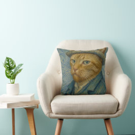 Van Gogh Katzen Selbstporträt Vintage Kunst Parodi Kissen