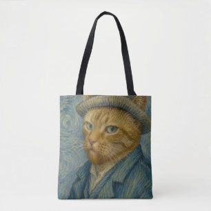 Van Gogh Katzen Selbstporträt Vintage Kunst Parodi Tasche