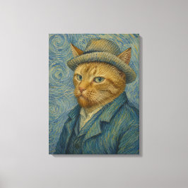 Van Gogh Katzen-Selbstporträt Vintage-Kunstparodie Leinwanddruck