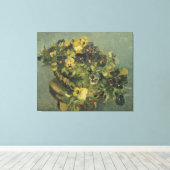 Van Gogh-Korb mit Stiefmütterchen auf einem kleine Leinwanddruck (Insitu (Holzboden))
