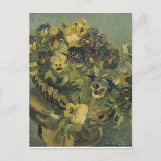 Van Gogh-Korb mit Stiefmütterchen auf einem kleine Postkarte (Vorderseite)