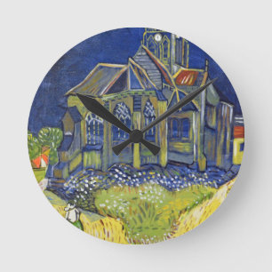 Van Gogh Kunstreproduktion,  Die Kirche in Auvers Runde Wanduhr