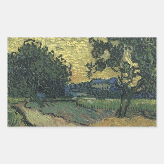 Van Gogh Landscape bei Twilight Rechteckiger Aufkleber (Vorderseite)