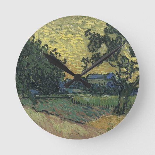 Van Gogh Landscape bei Twilight Runde Wanduhr (Vorderseite)