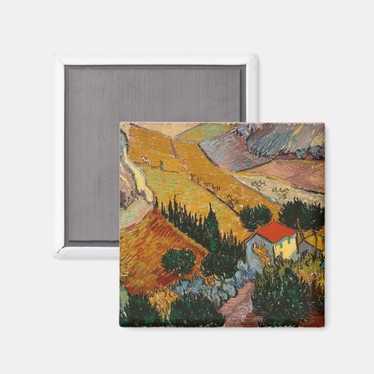 Van Gogh Landscape mit House und Plowman Magnet (Vorderseite/Rückseite)