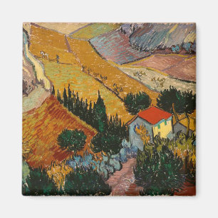 Van Gogh Landscape mit House und Plowman Magnet