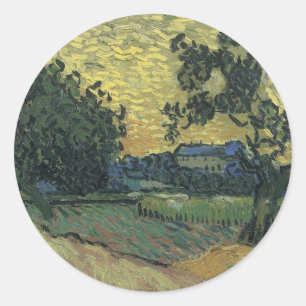 Van Gogh Landschaft in der Dämmerung Runder Aufkleber
