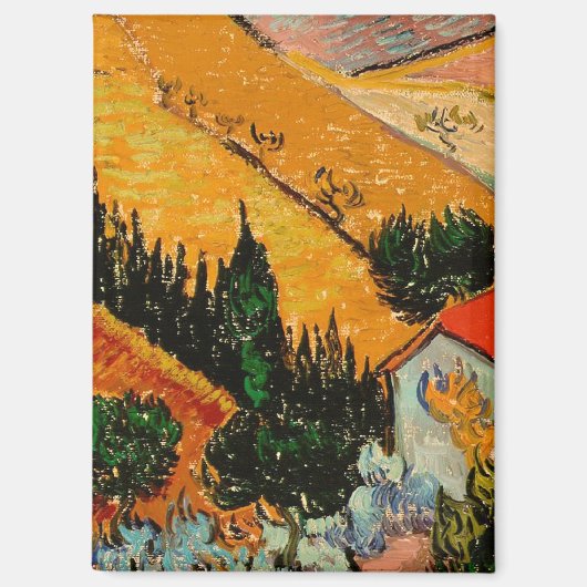 Van Gogh - Landschaft mit Häusern und Plowman Magnet (Vorderseite)