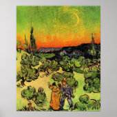 Van Gogh - Landschaft mit spazierendem Paar Poster (Vorne)