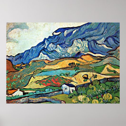 Van Gogh - Les Alpilles Bergwelt Landschaft Poster (Vorne)