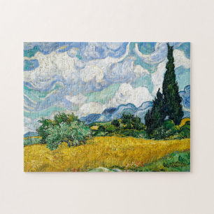 Van Gogh Malerei Kunst Vintage Weizenfeld Zypresse Puzzle