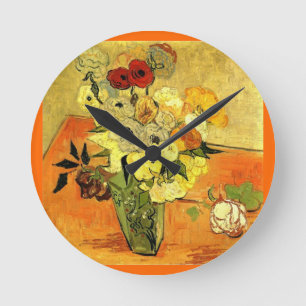 Van Gogh malt launische Blüten Blumen Reben Runde Wanduhr