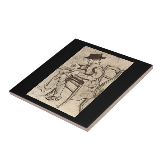 Van Gogh - Man Writing, Facing Links, Fliese (Seite)
