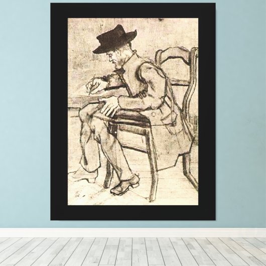 Van Gogh - Man Writing, Facing Links, Leinwanddruck (Insitu (Holzboden))