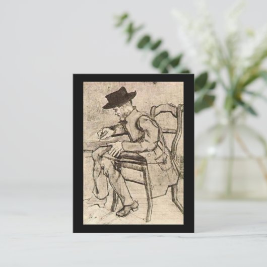 Van Gogh - Man Writing, Facing Links, Postkarte (Stehend Vorderseite)