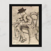 Van Gogh - Man Writing, Facing Links, Postkarte (Vorderseite)