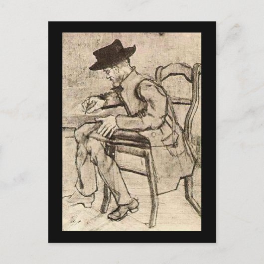Van Gogh - Man Writing, Facing Links, Postkarte (Vorderseite)