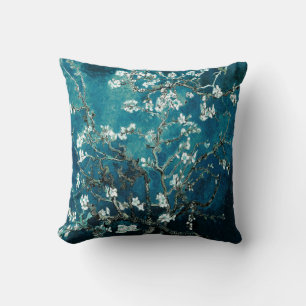 Van Gogh Mandelblüten Dunkles Teal Kissen