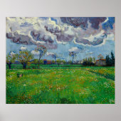 Van Gogh Meadow mit Blume unter einem stürmischen Poster (Vorne)
