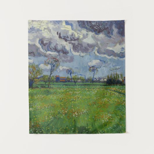 Van Gogh Meadow mit Blume unter einem stürmischen Wandteppich (Vorderseite)