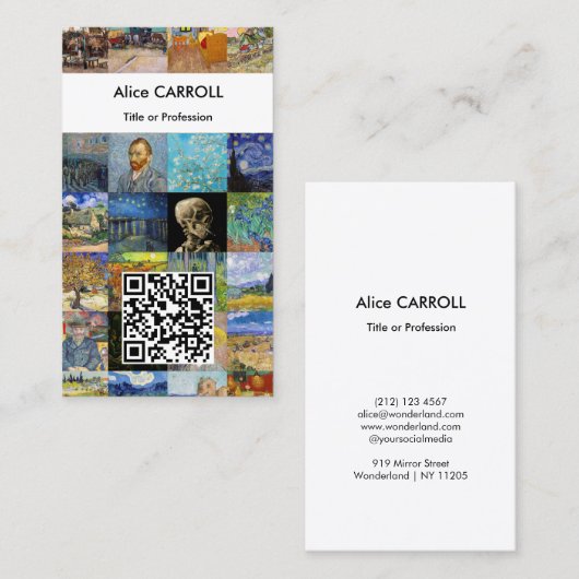 Van Gogh - Meisterwerke - Mosaik-Patchwork - QR-Co Visitenkarte (Vorne/Hinten)