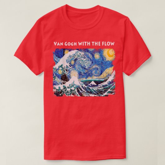 Van Gogh mit der Flow Starry Night und Great Wave T-Shirt (Design vorne)