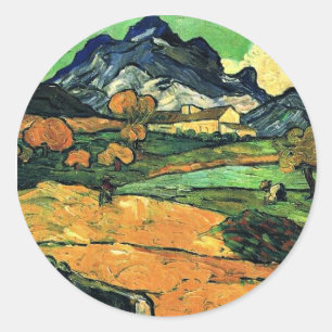 Van Gogh - Mont Gaussier mit Mas de Saint-Paul Runder Aufkleber