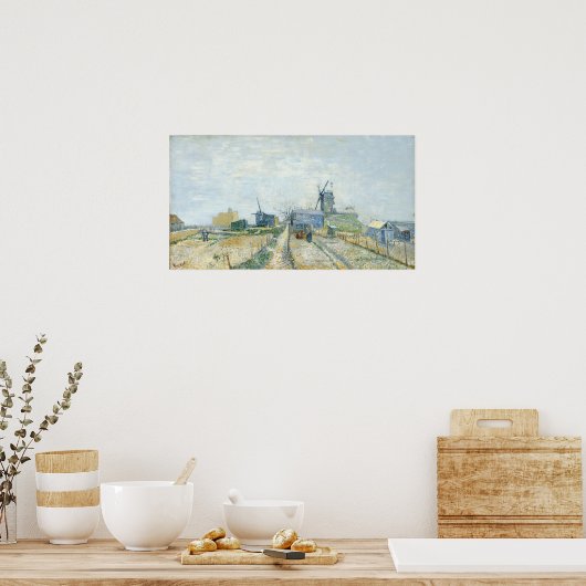 Van Gogh - Montmartre Windmühlen und Gemüsegarten Poster (Küche)