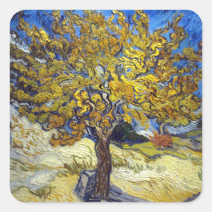 Van Gogh Mulberry Tree Masterpiece Art Quadratischer Aufkleber