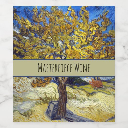 Van Gogh Mulberry Tree Masterpiece Art Weinetikett (Einzelnes Label)