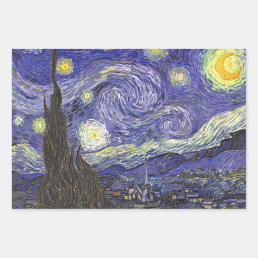Van Gogh Night Cafe, Starry Night und Ire Geschenkpapier Set (Vorderseite 2)