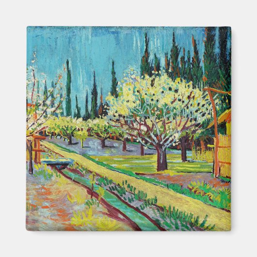 Van Gogh - Obstgarten, von Zypressen begrenzt Magnet (Vorne)
