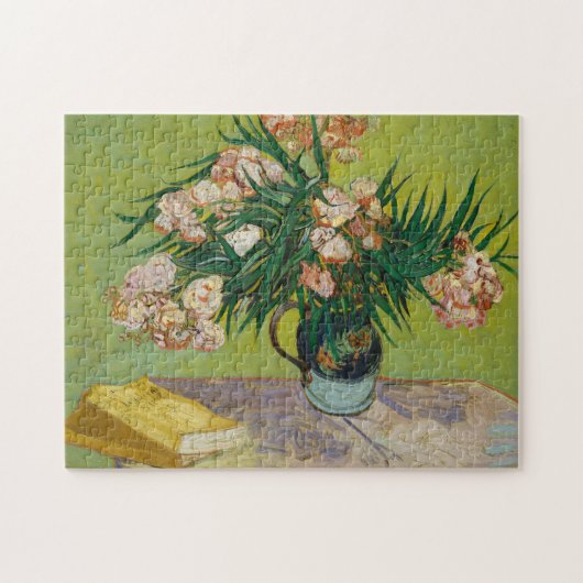 Van Gogh Oleander Rosa Florales Stillleben Kunst Puzzle (Horizontal)