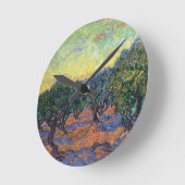 Van Gogh Olive Grove mit Orange Sky Runde Wanduhr (Winkel)