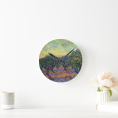 Van Gogh Olive Grove mit Orange Sky Runde Wanduhr (Zuhause)