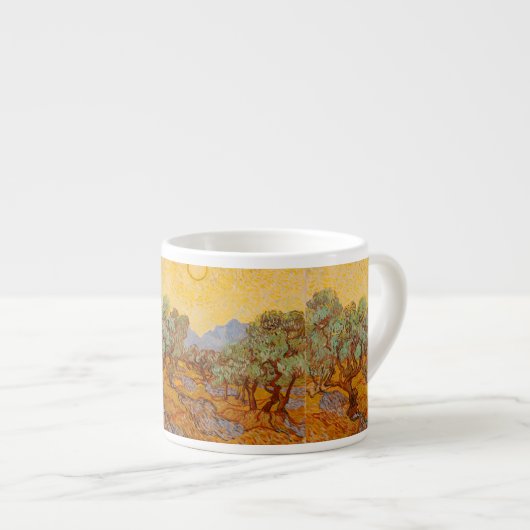 Van Gogh Olive Trees Yellow Sun Sky Espressotasse (Vorderseite Rechts)