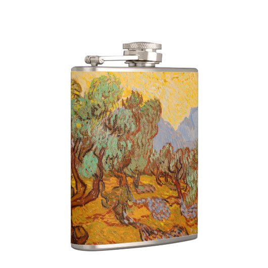 Van Gogh Olive Trees Yellow Sun Sky Flachmann (Rechts)